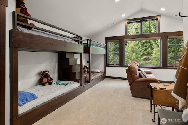 120 Rocky Run Loop, Cle Elum, WA 98922 - bedroom with vaulted ceiling, recessed lighting, and carpet floors