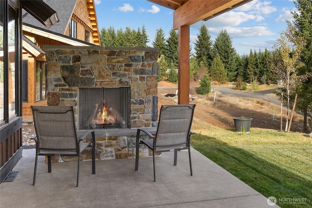 120 Rocky Run Loop, Cle Elum, WA 98922 - view of patio / terrace featuring an outdoor stone fireplace