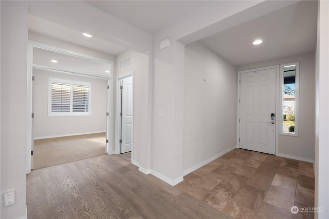 foyer featuring light wood-type flooring