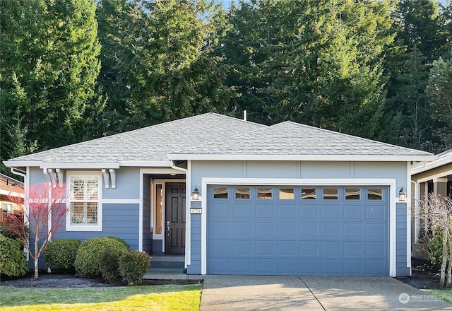 single story home with a garage