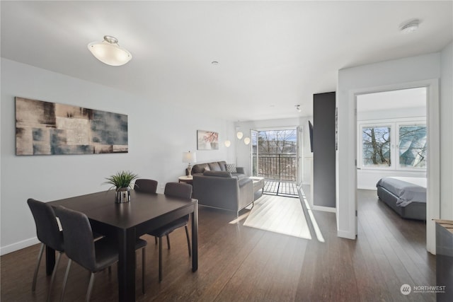 dining room with dark hardwood / wood-style floors