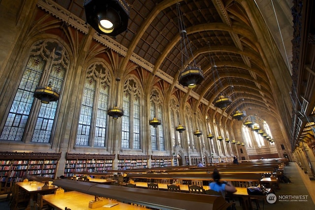 interior space with vaulted ceiling