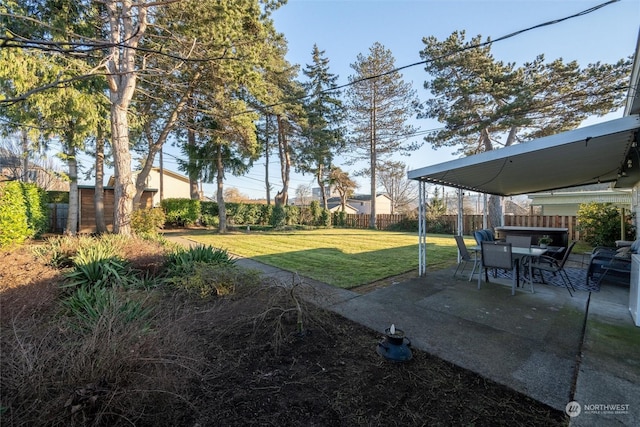 view of yard featuring a patio