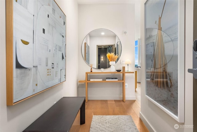 foyer entrance featuring light hardwood / wood-style floors