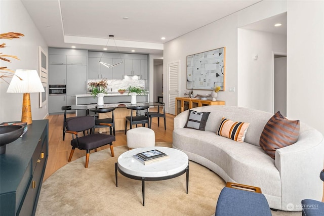 living room with light wood-type flooring