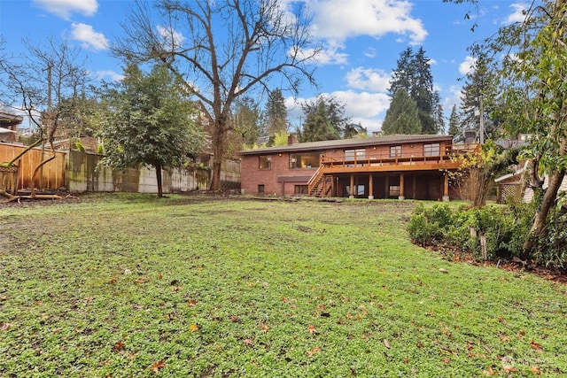 view of yard with a deck