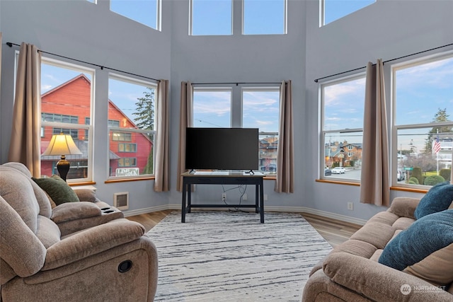 living room with light wood-type flooring