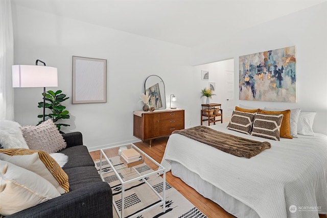 bedroom featuring light hardwood / wood-style flooring