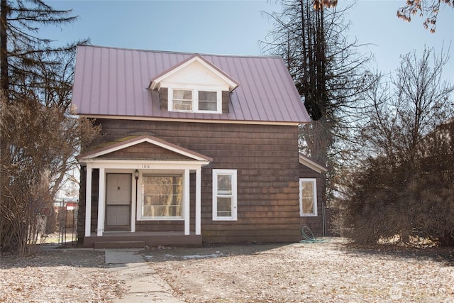 view of front of home with metal roof