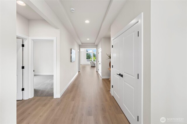 6612 6th St E, Tacoma, WA 98424 - hallway with recessed lighting, light wood-type flooring, and baseboards