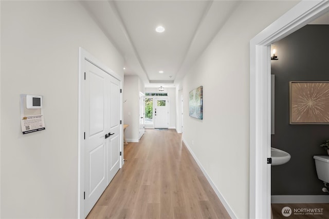 6612 6th St E, Tacoma, WA 98424 - hall featuring light wood-style floors, recessed lighting, and baseboards