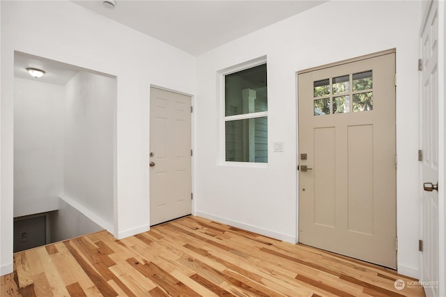 foyer featuring light wood-type flooring