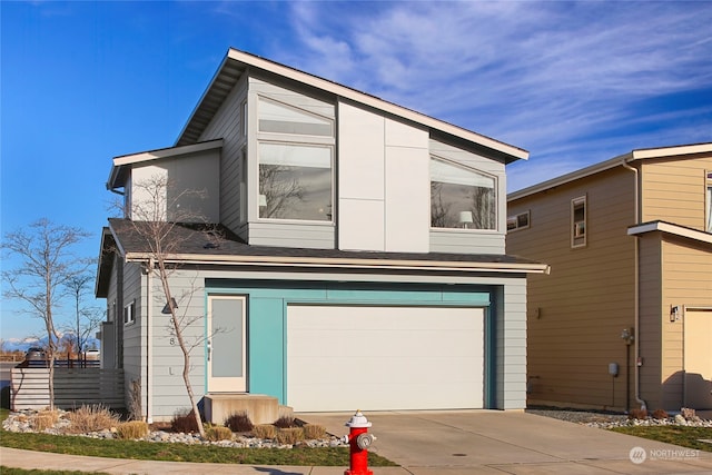 contemporary home with a garage