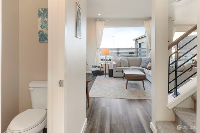 hallway featuring dark wood-type flooring