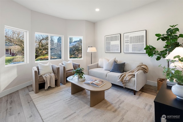 living room featuring light wood-type flooring