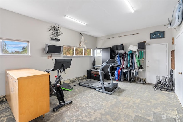 exercise room with a wealth of natural light