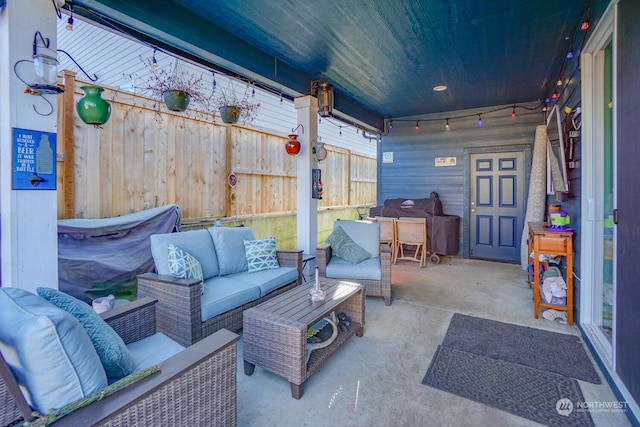 view of patio / terrace featuring an outdoor hangout area