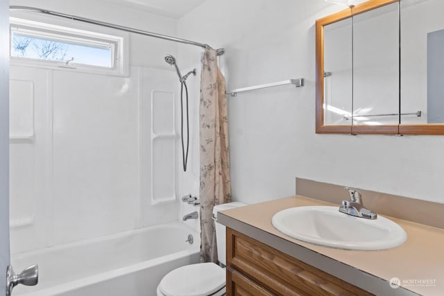 full bathroom with vanity, toilet, and shower / bathing tub combination