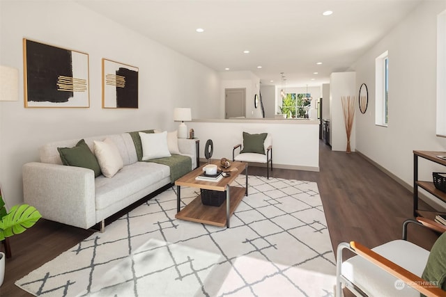 living room with light hardwood / wood-style flooring