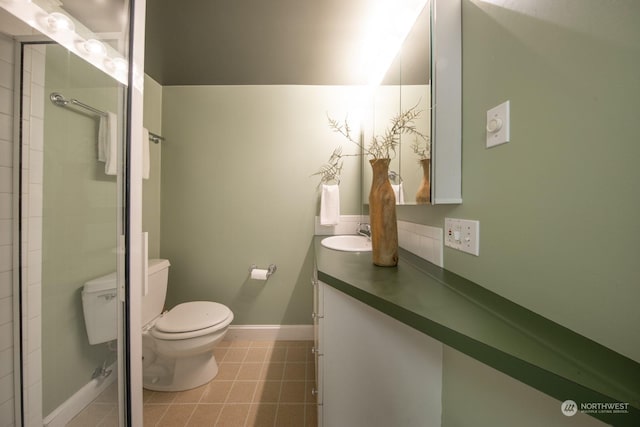 bathroom featuring tile patterned flooring, vanity, and toilet