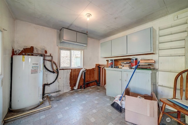 basement featuring electric water heater