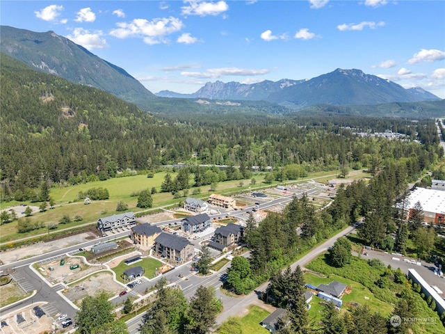 aerial view featuring a mountain view