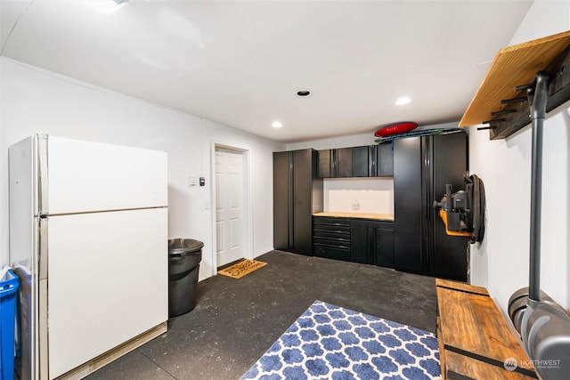 kitchen with white fridge