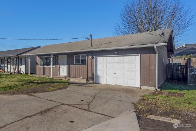 single story home with a garage