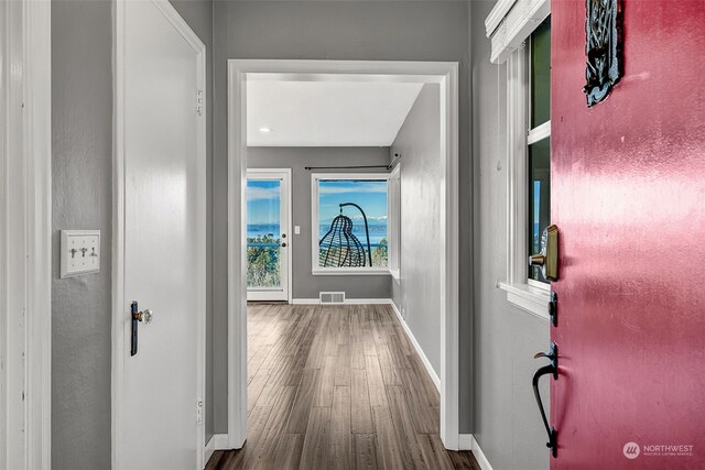 hall featuring dark hardwood / wood-style floors