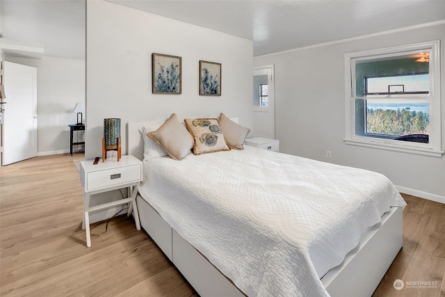 bedroom with light hardwood / wood-style floors