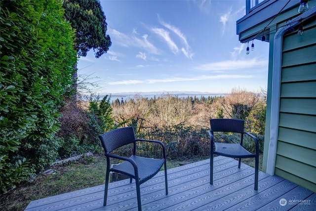 wooden terrace with a water view