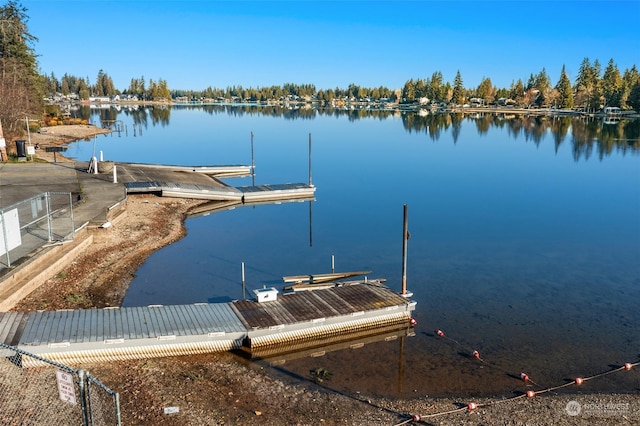 dock area featuring a water view