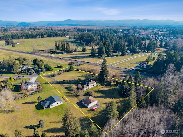 aerial view with a mountain view