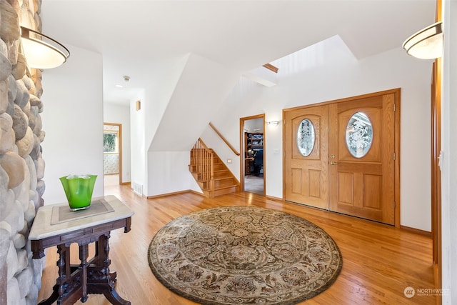 entrance foyer with wood-type flooring