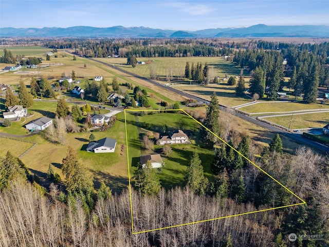 drone / aerial view with a mountain view