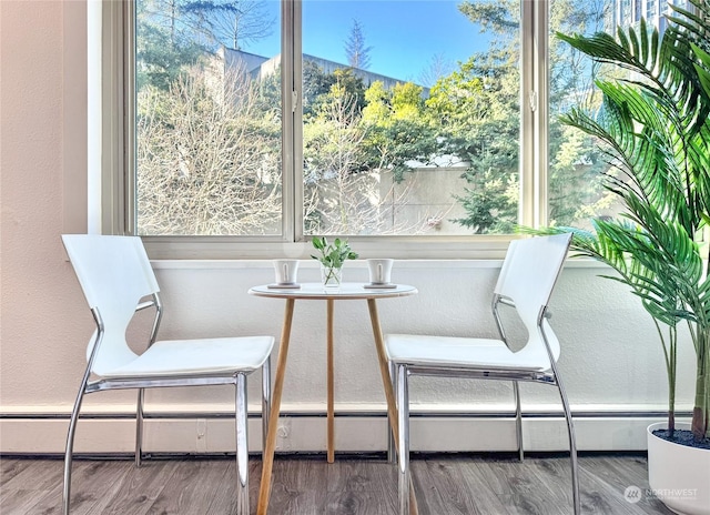 sunroom featuring a baseboard heating unit