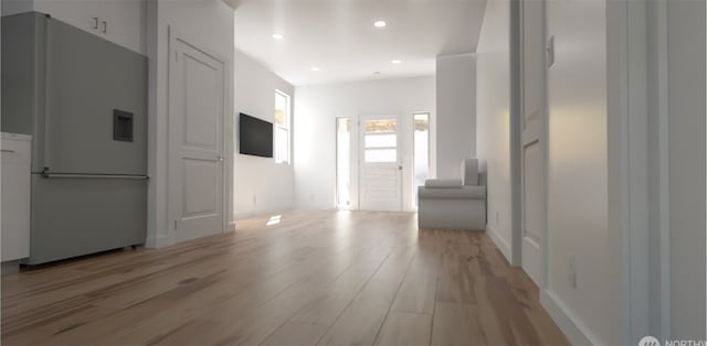 hall featuring light hardwood / wood-style flooring