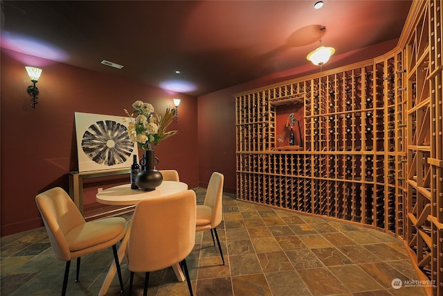 view of wine cellar