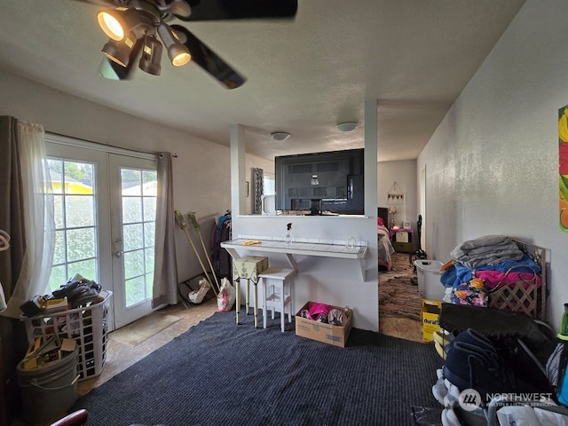 interior space featuring carpet floors and french doors