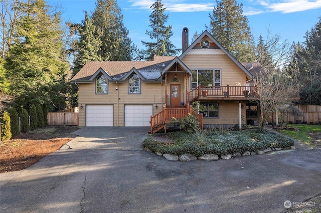 view of front of property with a garage