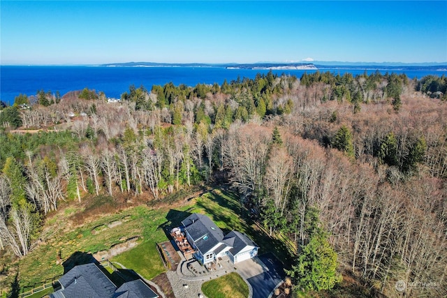 bird's eye view featuring a water view