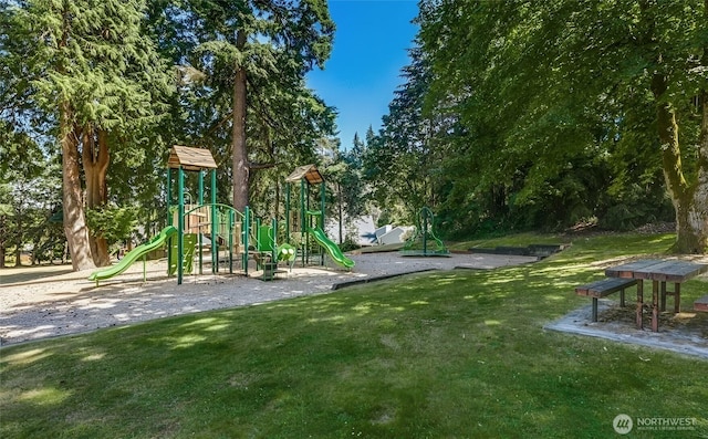 communal playground with a yard