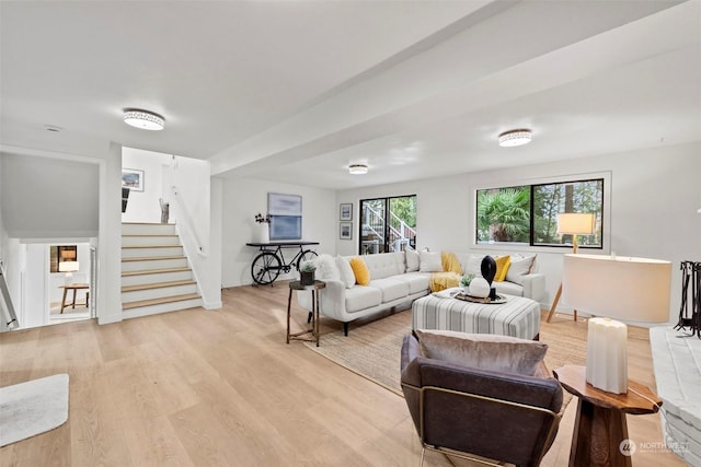 living room featuring light hardwood / wood-style flooring