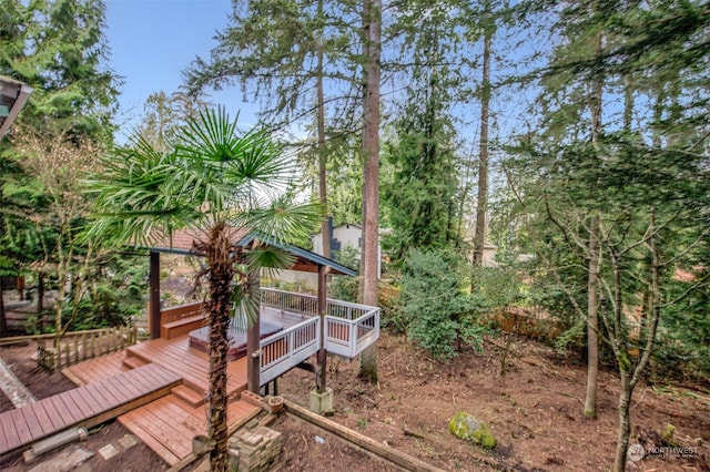 view of yard featuring a deck