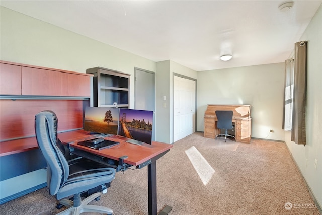 view of carpeted office space