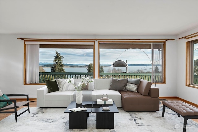 550 SW Waterloo Ave, Oak Harbor, WA 98277 - living room with wood-type flooring and a water view