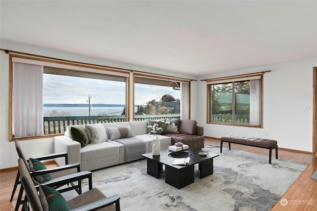 550 SW Waterloo Ave, Oak Harbor, WA 98277 - living room featuring wood-type flooring and a water view