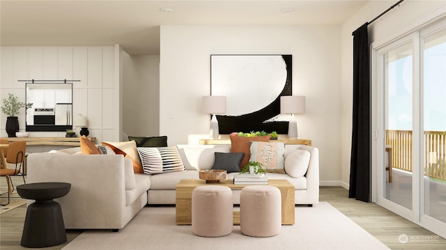 living room featuring light hardwood / wood-style floors