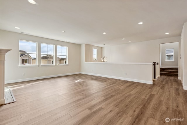 empty room featuring light hardwood / wood-style flooring