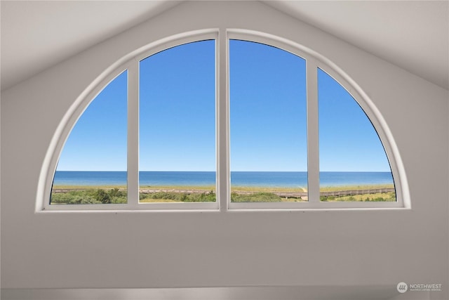 room details featuring a water view